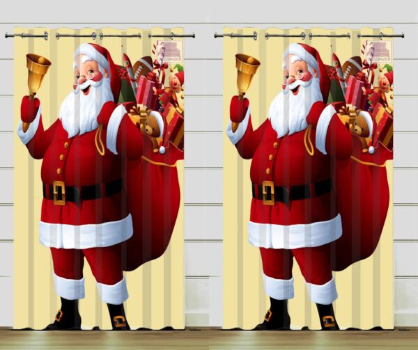 Festive 3D Santa Curtains for Kids Room | Christmas Drapes Set