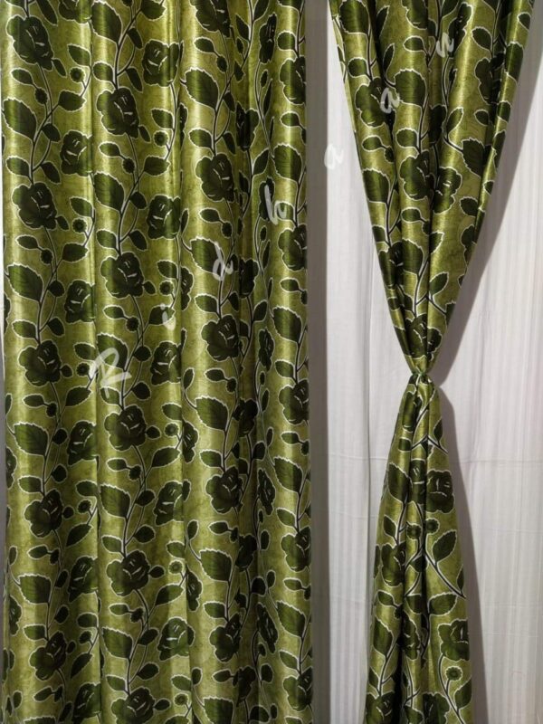 Floral Leaf Curtains Set of 3 - Stylish Green Decor for Your Home