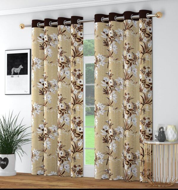 Floral Leaf Texture Window Curtains Set for Room Darkening Decor