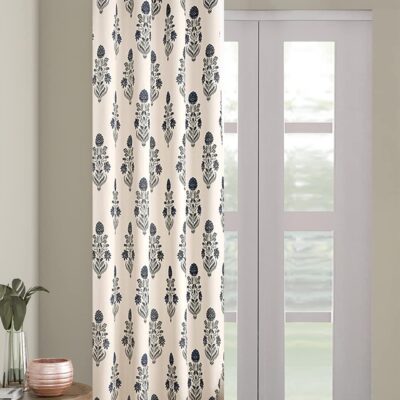 Floral Printed 10 Feet Cotton Curtains for Living Room and Office Decor