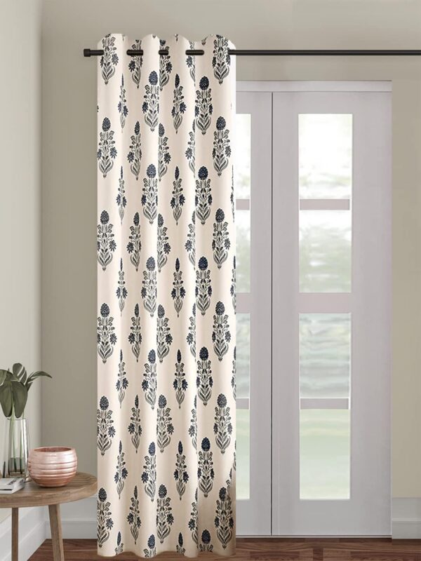 Floral Printed 10 Feet Cotton Curtains for Living Room and Office Decor