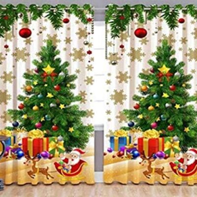 Glorious 3D Christmas Curtains for Kids’ Rooms – Festive Red Decoration Panels