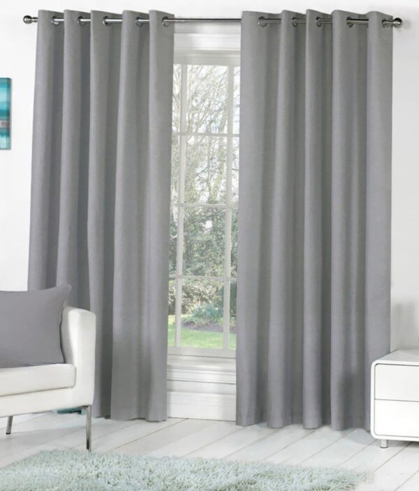 HFI Royal Silky Grommet Curtains: Stylish 8-Foot Grey Door Drapes Set