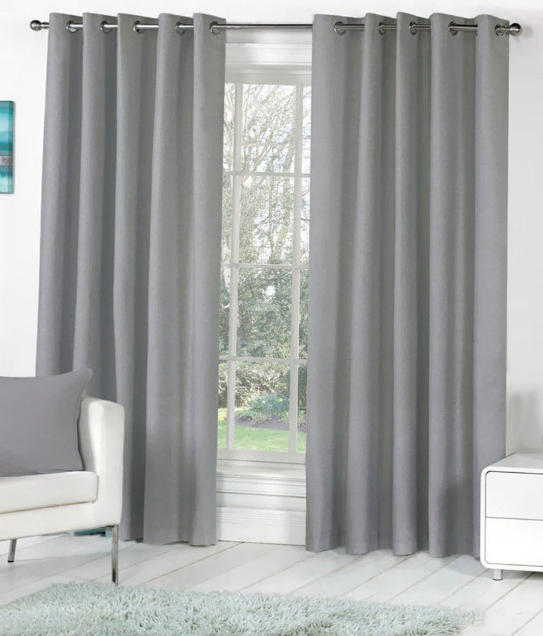 Transform Your Space with HFI Royal Silky Grey Grommet Curtains Set