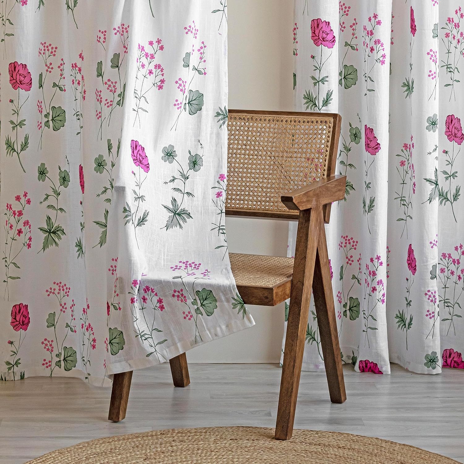 Elegant HOMEMONDE Pink Floral Sheer Curtains: Perfect Light Filtering Solution