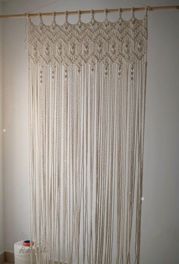 Handmade Macrame Door Curtain for Stylish Wall Decoration in Off White