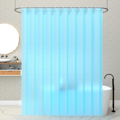 Heavy Duty PVC Shower Curtain Liner with Hooks – Waterproof Sky Blue Design