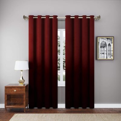 High-Quality Maroon Velvet Grommet Curtains for Living Room – Set of 2