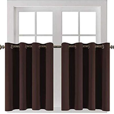 Home Tex Brown Blackout Curtains – 2-Piece Solid Pattern Window Set