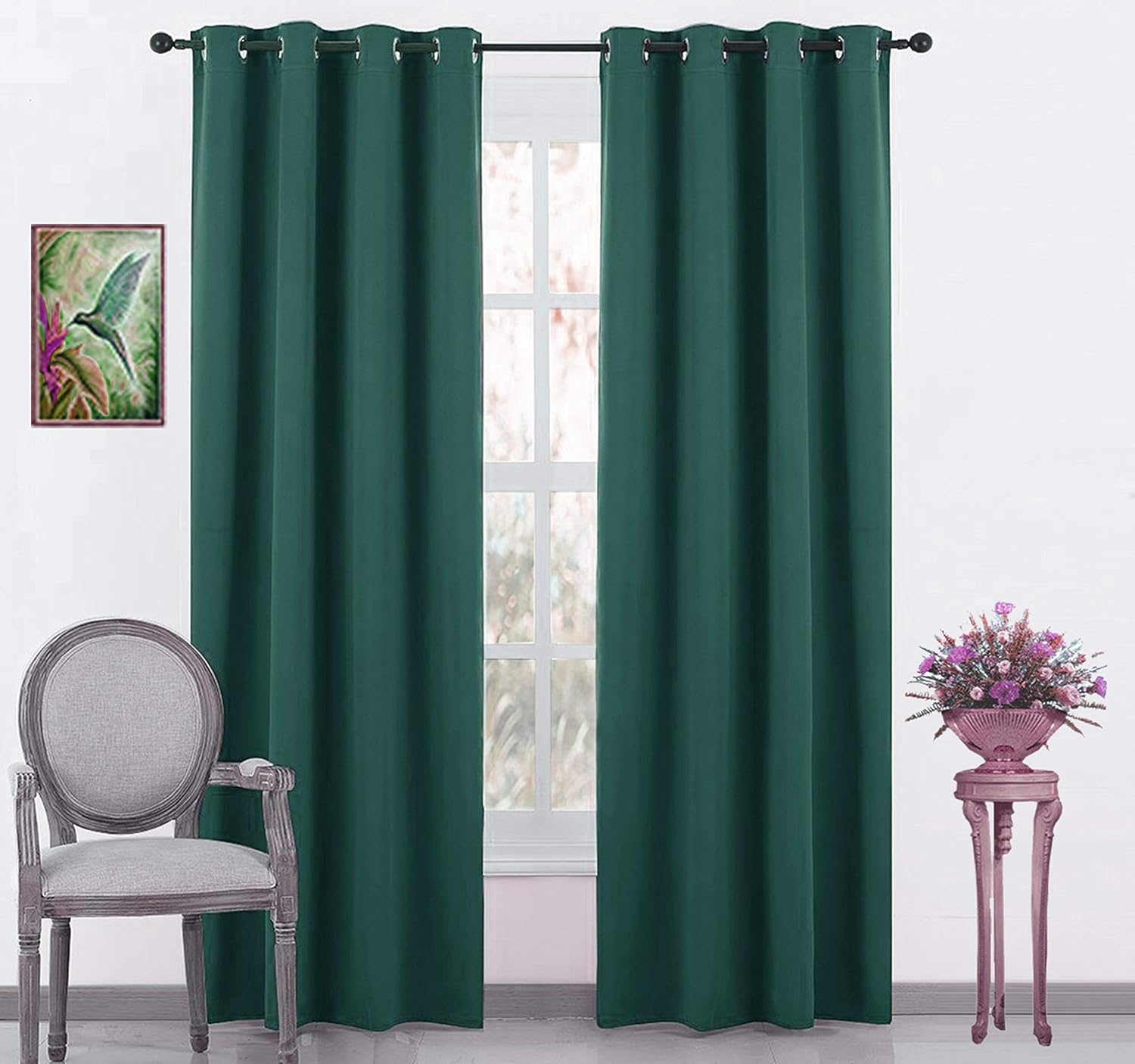 Transform Your Space with JUPON Teal Green Silk Blackout Curtains