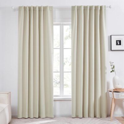 Light Beige Thermal Insulated Blackout Curtains for Nursery – Set of 2 Panels