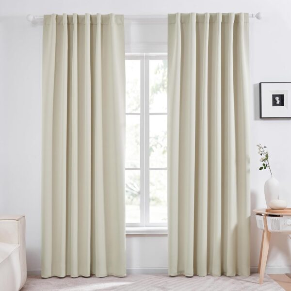 Light Beige Thermal Insulated Blackout Curtains for Nursery - Set of 2 Panels