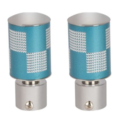 Lightweight Aluminium Curtain Rod Bracket Set with Designer Finials – Cyan