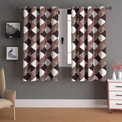 Lunar Days Crescent Eyelet Curtain – Modern Checkered Design for Any Room