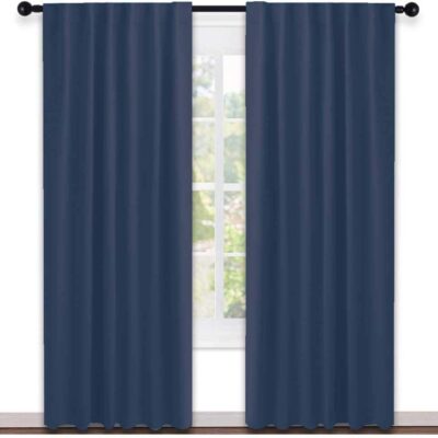 Lushomes Navy Blue Cotton Rod Pocket Curtains – Stylish Door Drapes Online