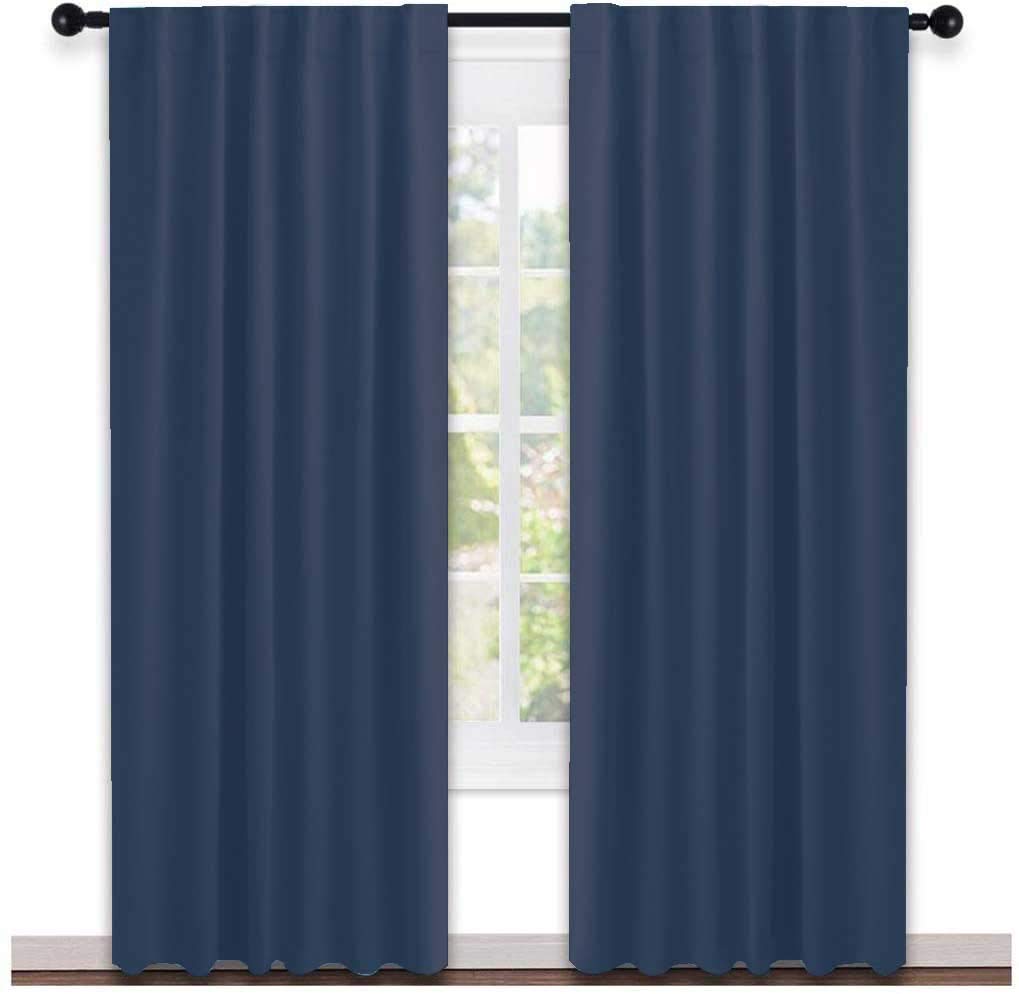 Transform Your Space with Lushomes Navy Blue Cotton Rod Pocket Curtains