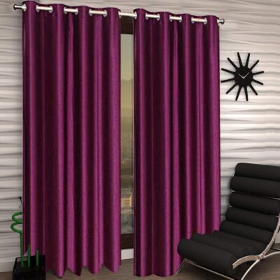 Luxurious Purple Jacquard Eyelet Ring Curtains for Bedroom and Hall