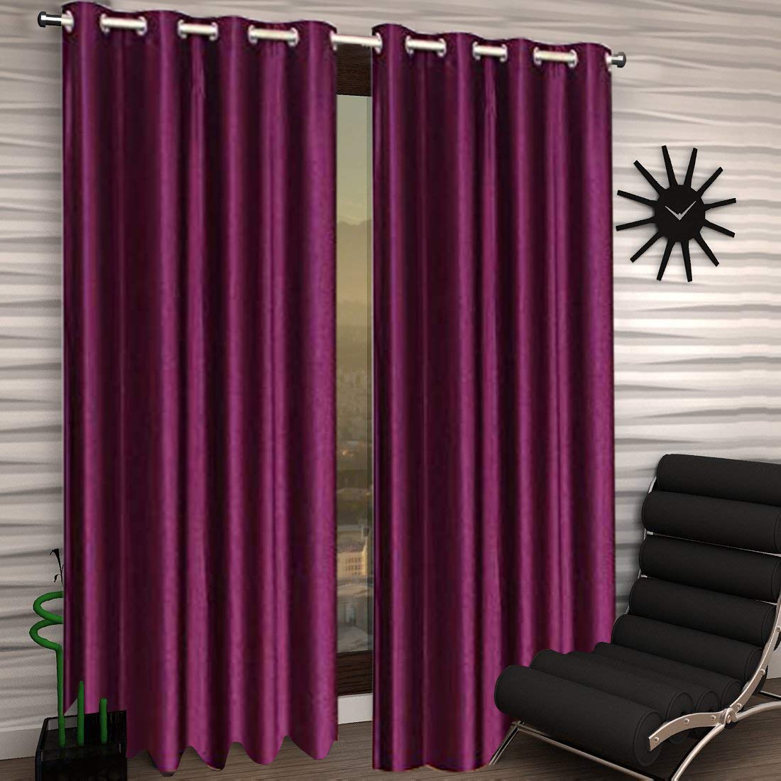 Luxurious Purple Jacquard Eyelet Ring Curtains: Elevate Your Bedroom and Hall Decor