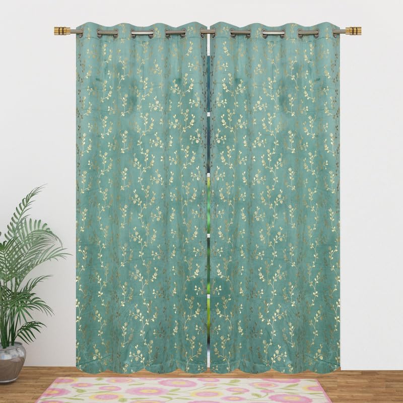 Enhance Your Home with Luxury Aqua Island Floral Velvet Curtains Today!