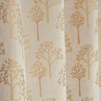 Luxury Tree Design Room Darkening Curtains in Gold for Elegant Windows