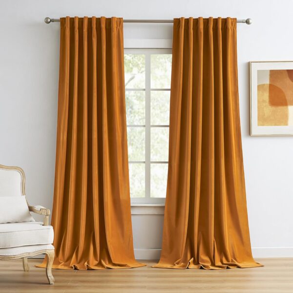 MUMFAS Orange Velvet Curtains: Soundproof, Darkening Drapes for Stylish Privacy