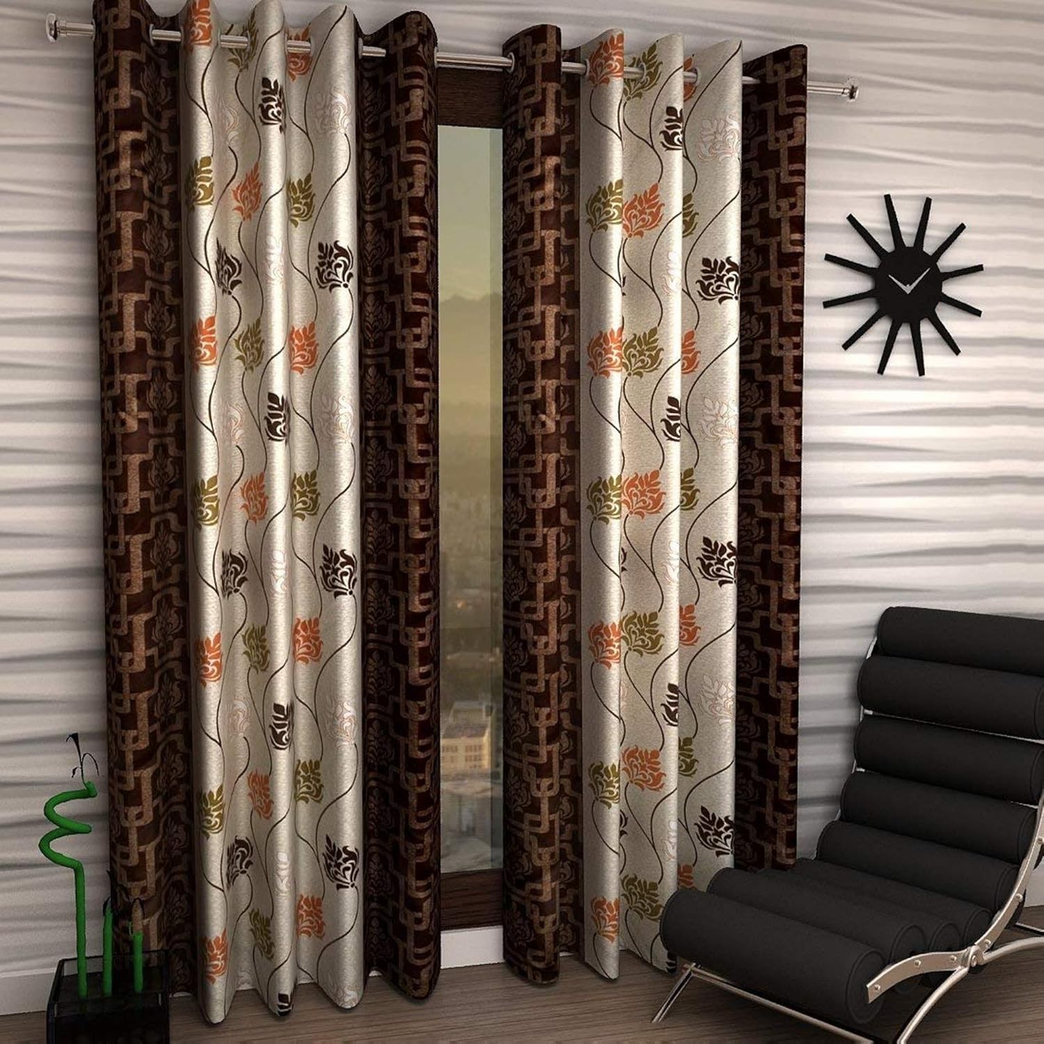 Modern Brown Polyester Curtains: Stylish Solution for 9 Feet Long Doors