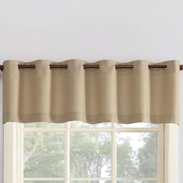 Montego Taupe Textured Grommet Kitchen Curtain Valance - 56" x 14"