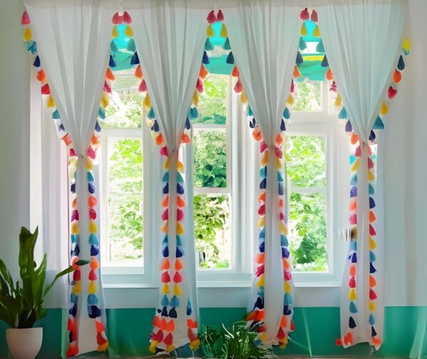 NYSARG Cotton Curtains with Multicolour Tassels for Stylish Home Decor