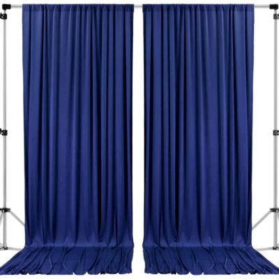 Navy Blue Polyester Backdrop Curtains for Weddings and Home Decor