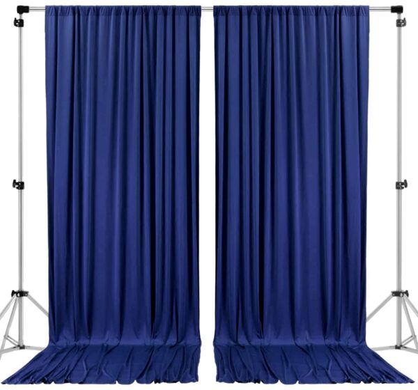 Navy Blue Polyester Backdrop Curtains for Weddings and Home Decor