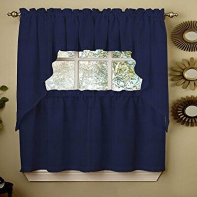 Navy Opaque Rib Cord Kitchen Curtains Valance – Sweet Home Collection