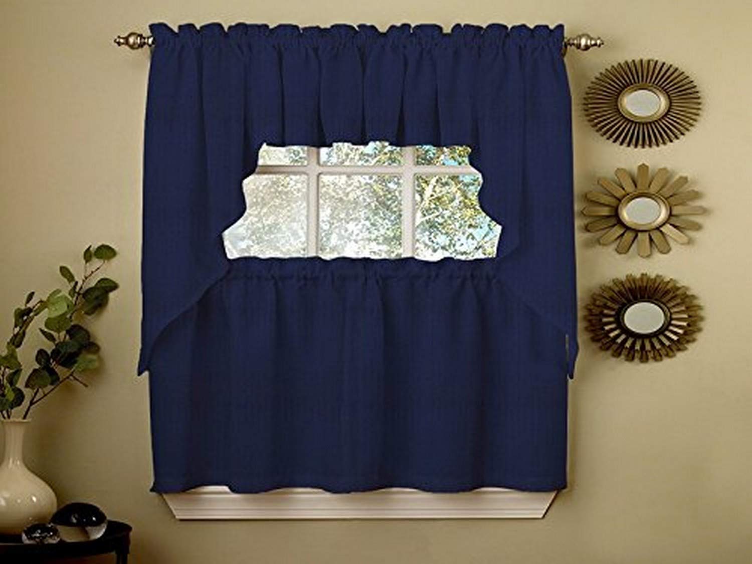 Navy Opaque Rib Cord Kitchen Curtains Valance: Stylish and Functional Home Decor