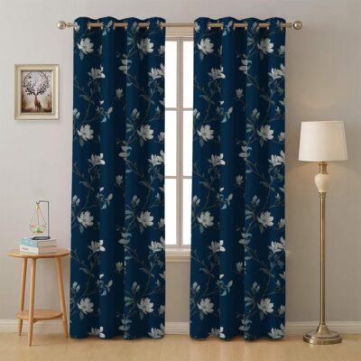 Premium Blue Blackout Curtains Set of 2 for 7Ft Doors