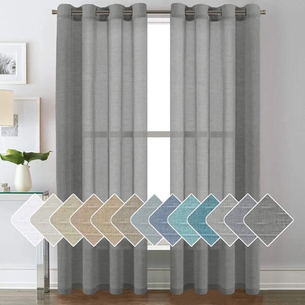 Premium Dark Grey Sheer Curtains for Elegant Long Doors - 8 Feet, Pack of 2