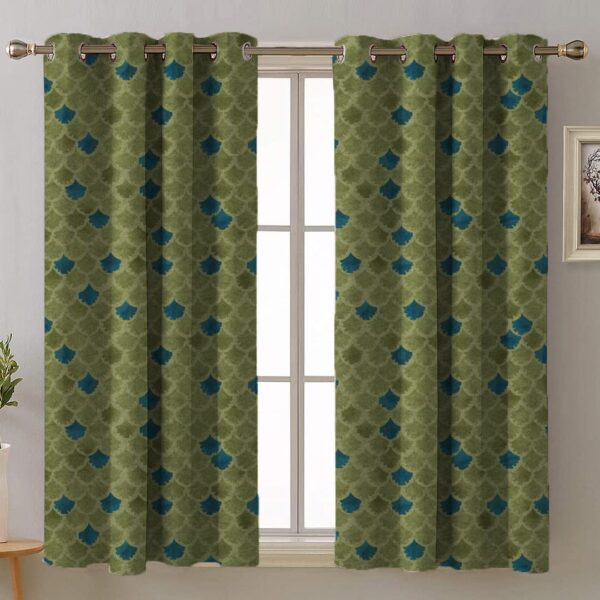 Premium Green/Teal Abstract Curtains for 5ft Windows - Set of 2