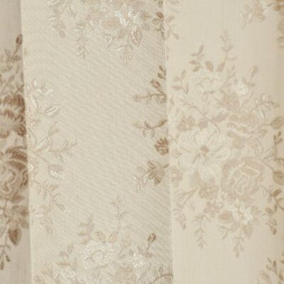 Premium Jacquard Room Darkening Curtains with Flower Design in Beige