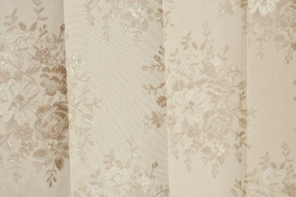 Premium Jacquard Room Darkening Curtains with Flower Design in Beige