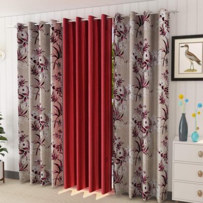 Premium Maroon 7 Feet Blackout Curtains for Living Room and Home Office