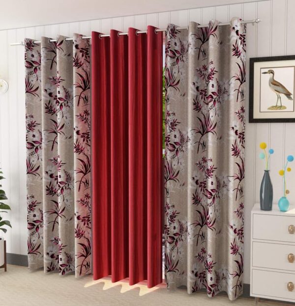 Premium Maroon 7 Feet Blackout Curtains for Living Room and Home Office