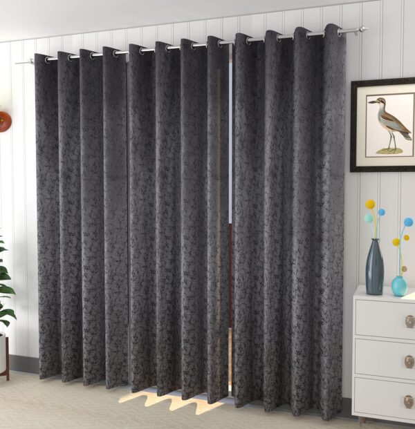 Premium Suede Velvet Room Darkening Curtains - 7 Feet Grey Door Set