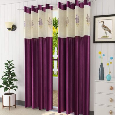 Premium Wine Floral Window Curtain Set – LaVichitra 2 Piece for Elegance