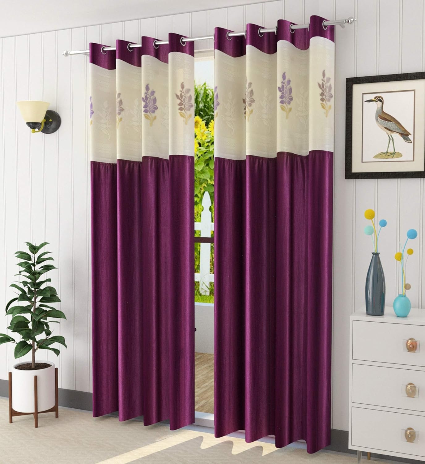 Elevate Your Space with LaVichitra Premium Wine Floral Window Curtains