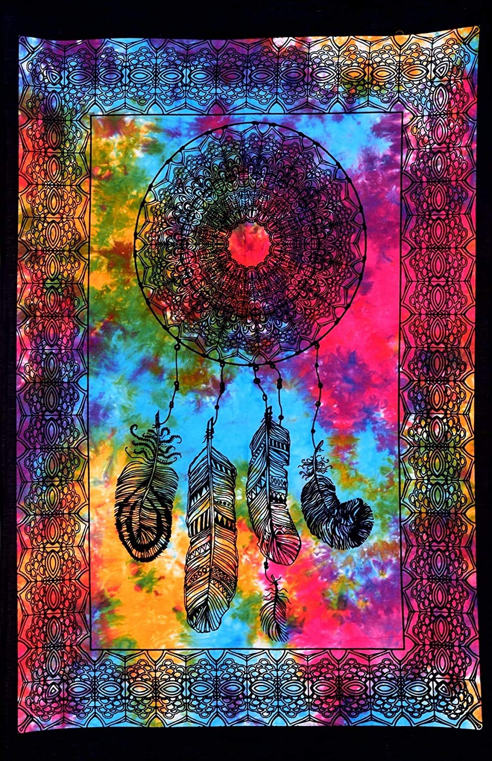 Transform Your Space with a Psychedelic Dream Catcher Mandala Wall Hanging