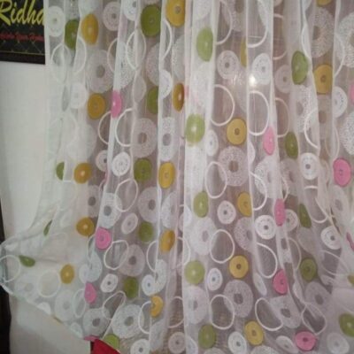 RIDHAAN Multicolour Tissue Net Bubbles Design Door Curtains – 7×4 Feet