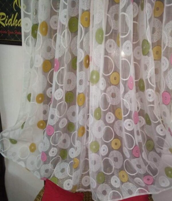 RIDHAAN Multicolour Tissue Net Bubbles Design Door Curtains - 7x4 Feet