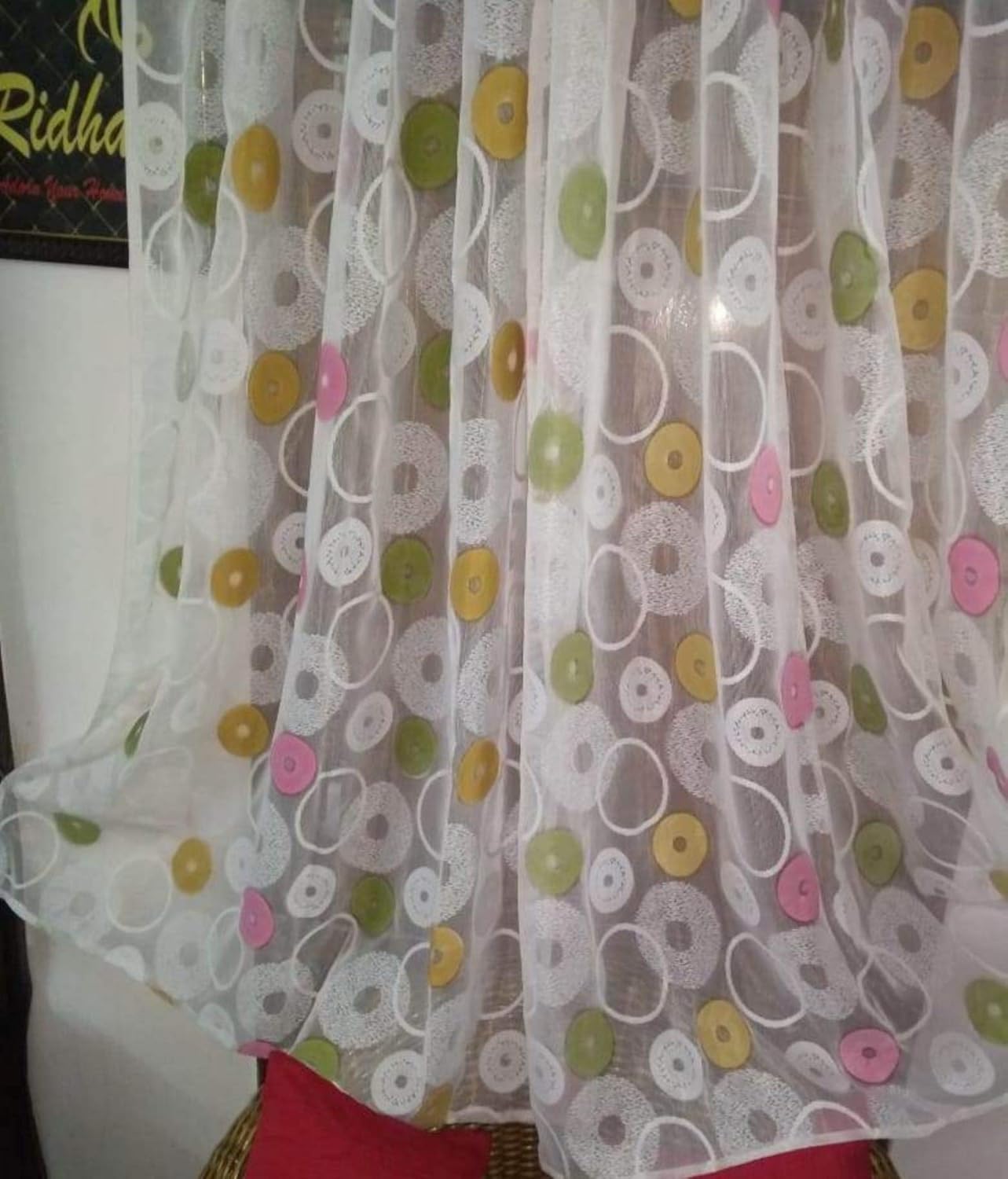 Vibrant RIDHAAN Multicolour Tissue Net Bubbles Design Door Curtains Review