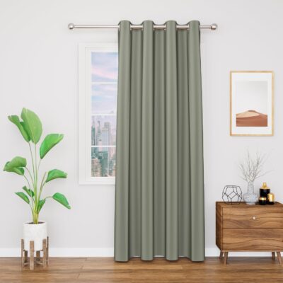 Room Darkening Blackout Curtains – Thermal Insulated Door Drapes in Dark Grey