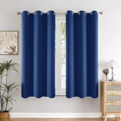 Room Darkening Curtains – Navy Blue 95% Blackout, Thermal Insulation, 2-Pack