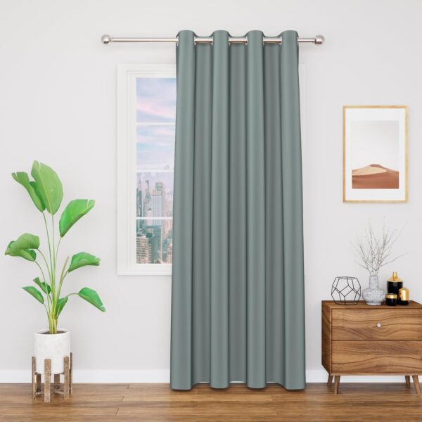 Room Darkening Grey Blackout Curtain with Tie Back - Thermal Insulated and Noise Reducing