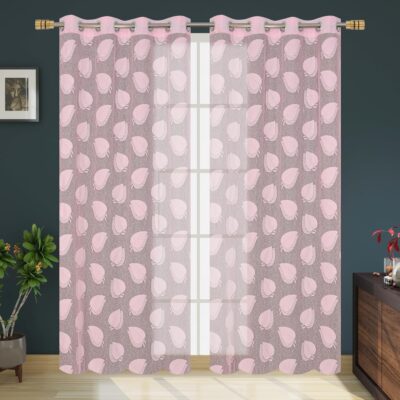 Sheer 6 Feet Long Curtains for Doors – Light Filtering Pink Design